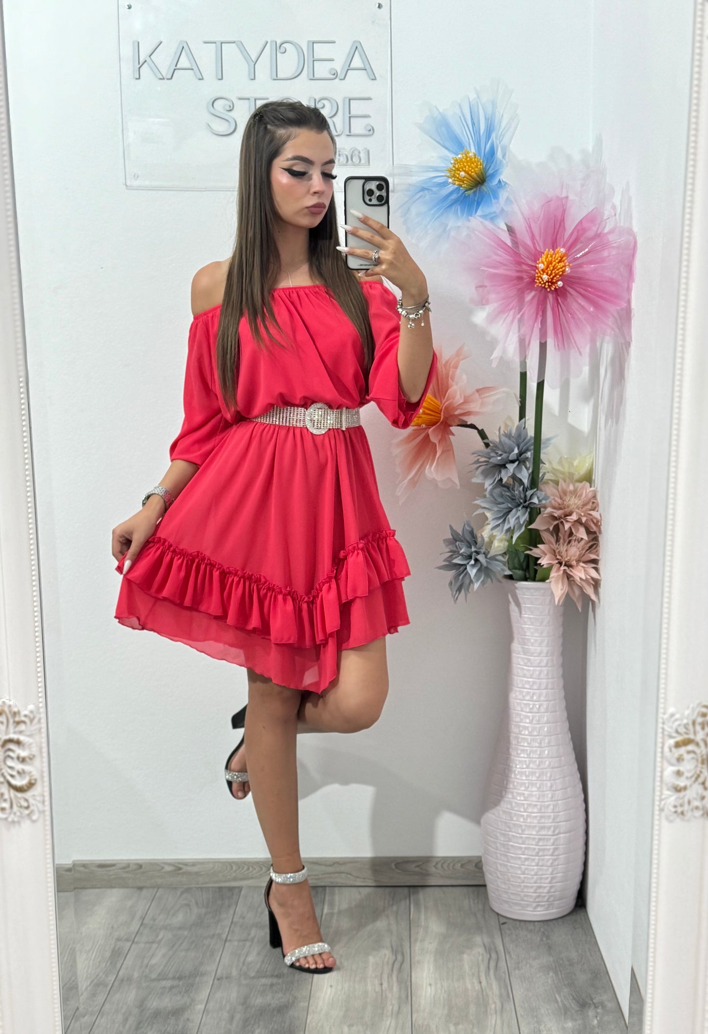 Rochie din voal corai Carla