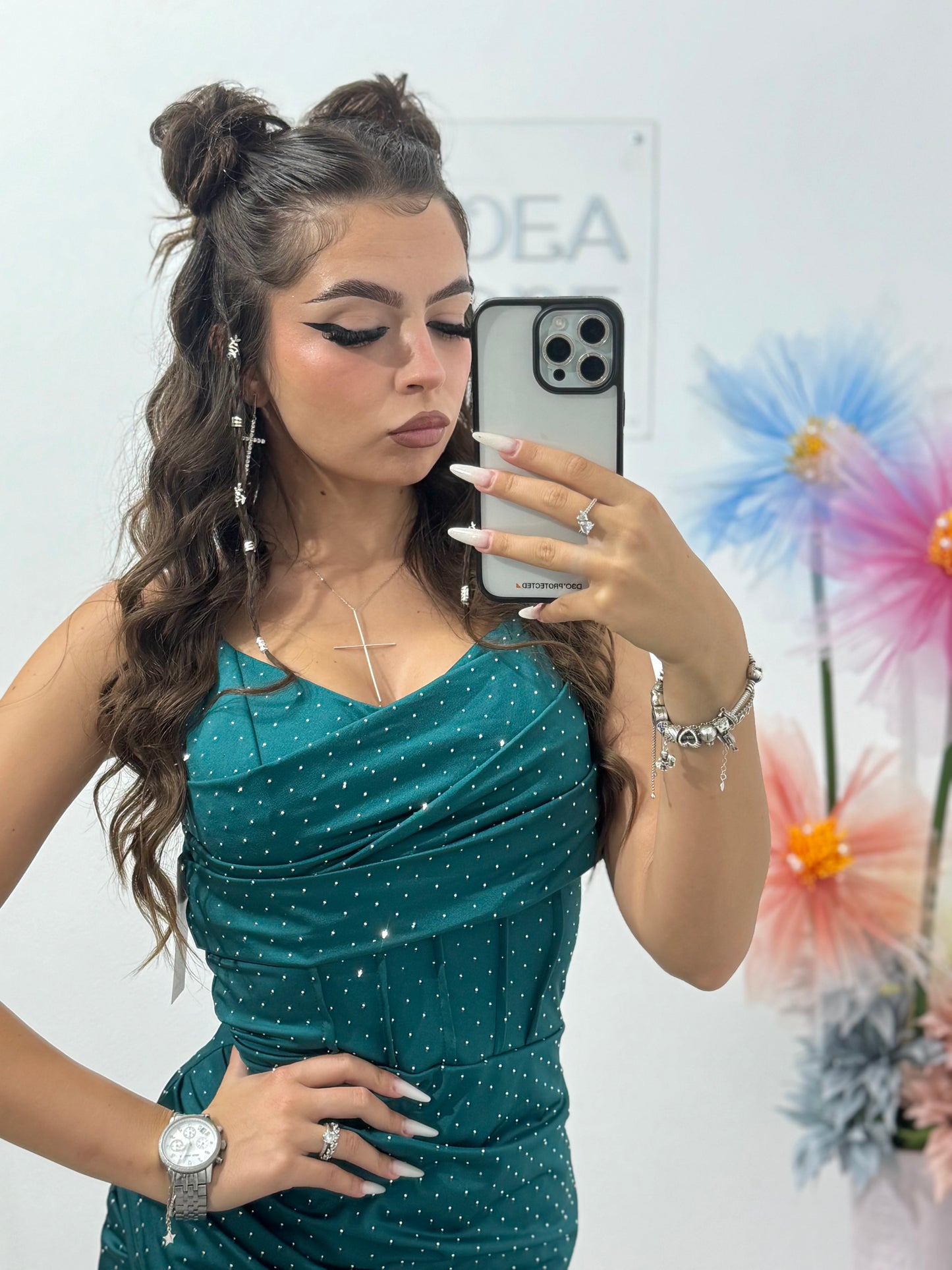 Rochie scurtă cu cristale ștanțate Nadia