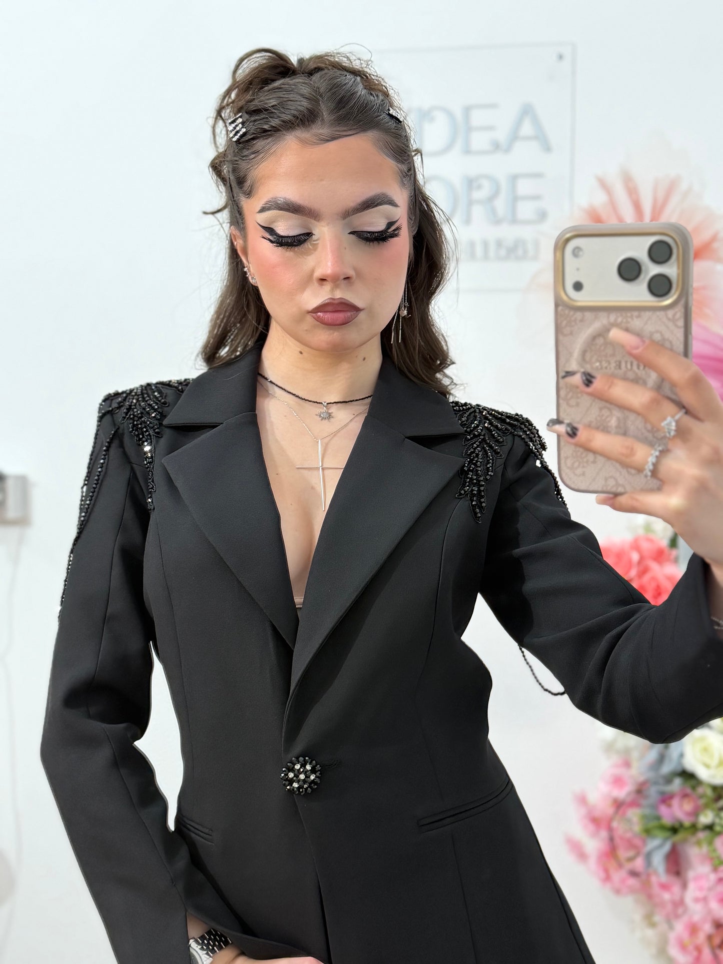 Compleu elegant cu detalii luxuriante negru MAYA