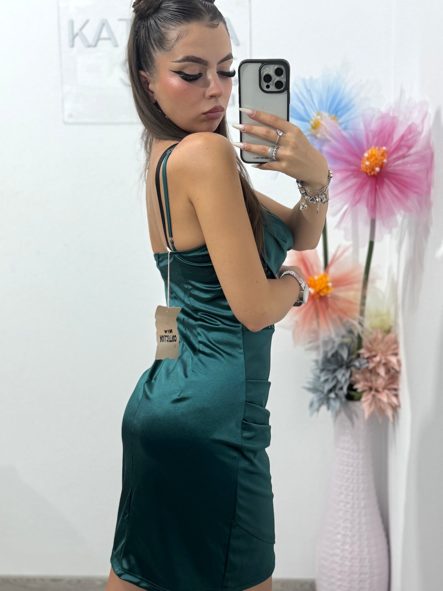 Rochie scurtă cu corset verde Annemary