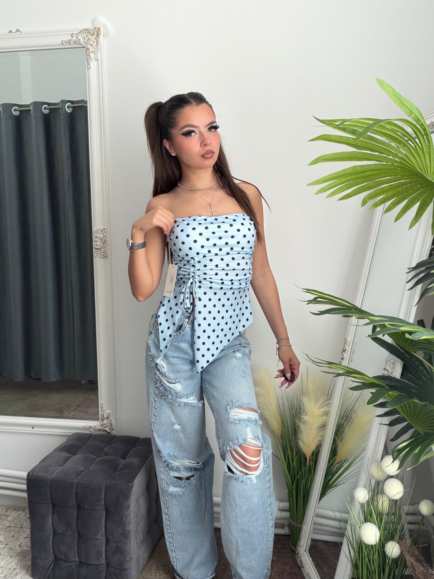 Top cu buline bleu MARIA