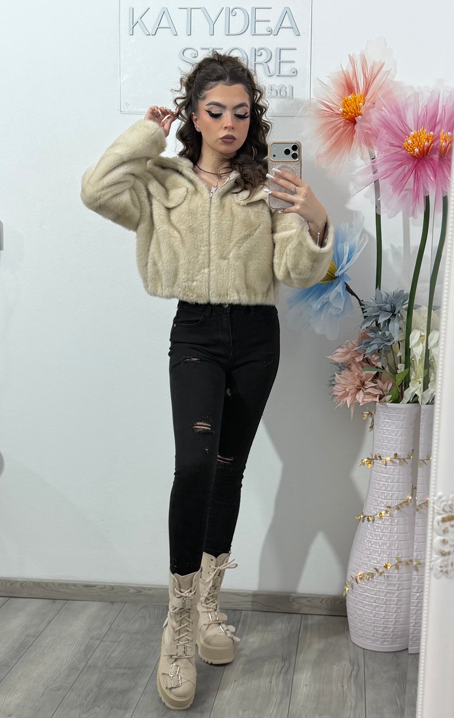 Blană scurtă bej SARA