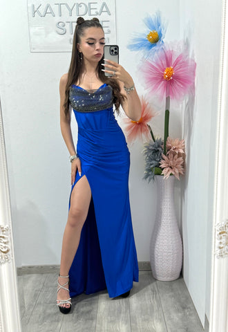 Rochie elegantă cu cristale albastru electric Katherine