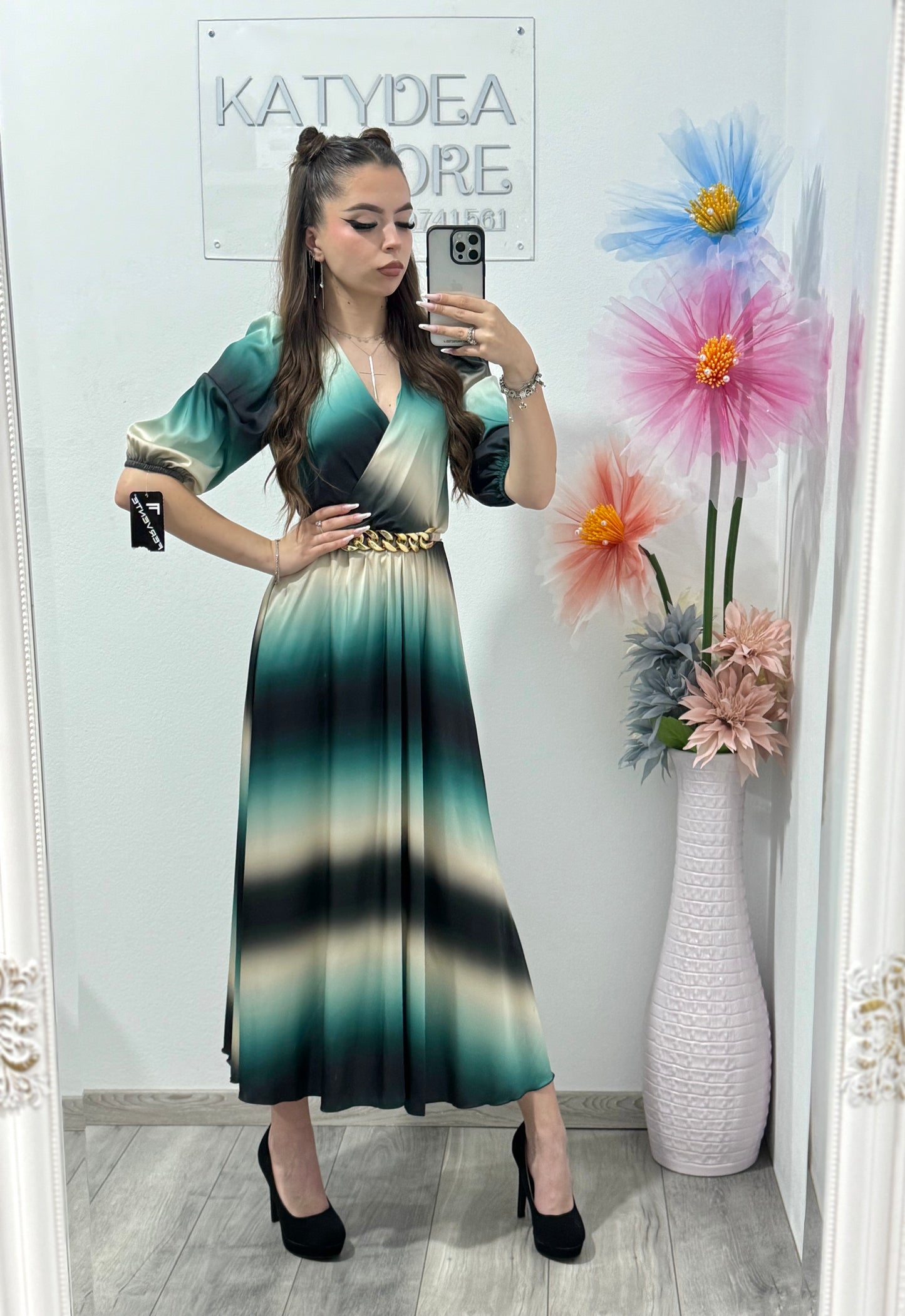 Rochie midi din satin Corina