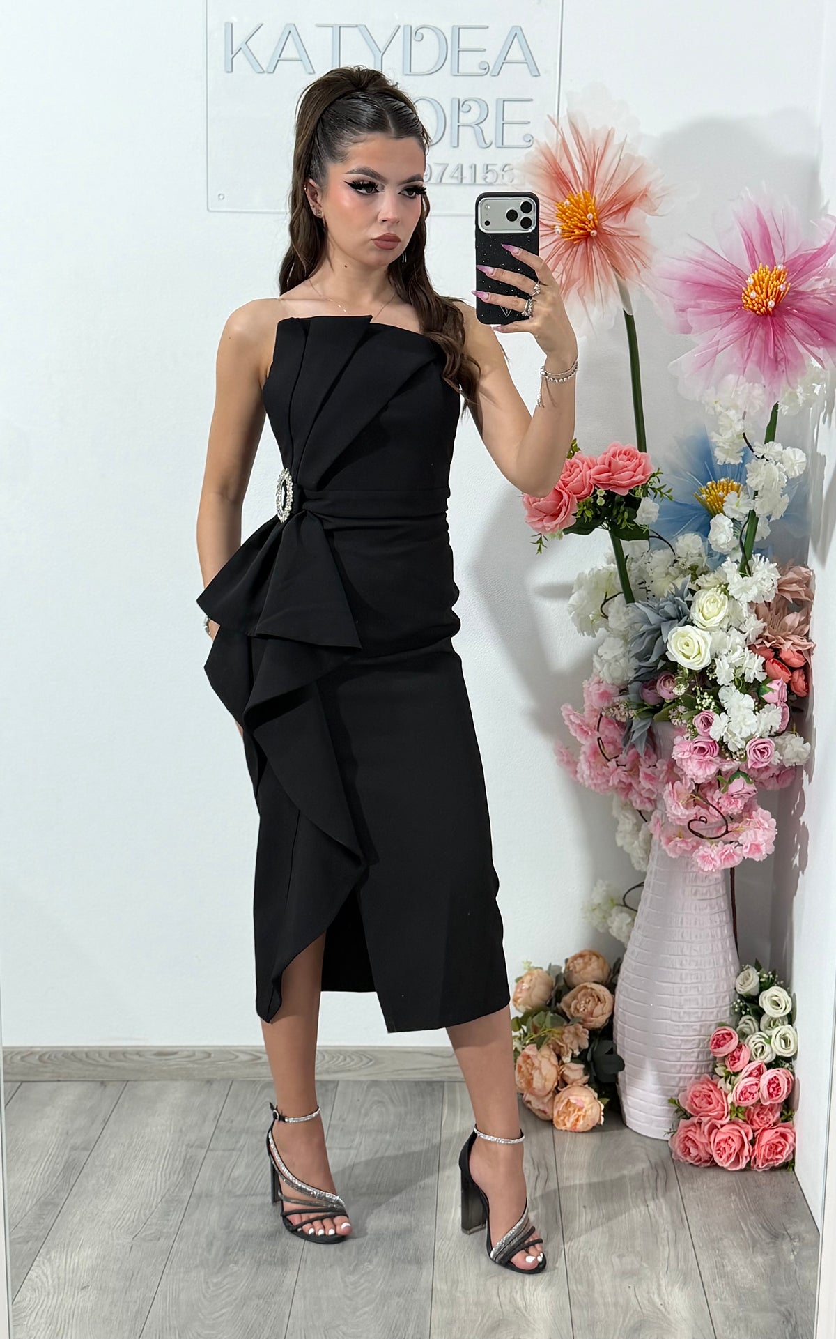 Rochie midi neagra Sabrina