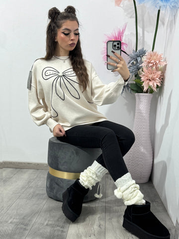 Bluză din tricot cu fundă Georgia