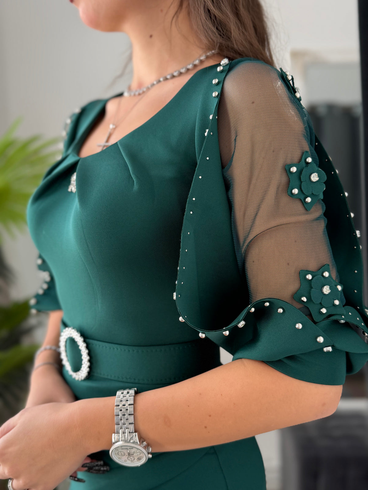 Rochie elegantă scurtă verde MARY