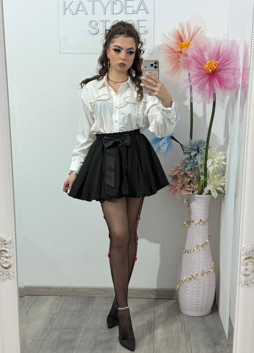 Cămașă alba cu perle ELLA