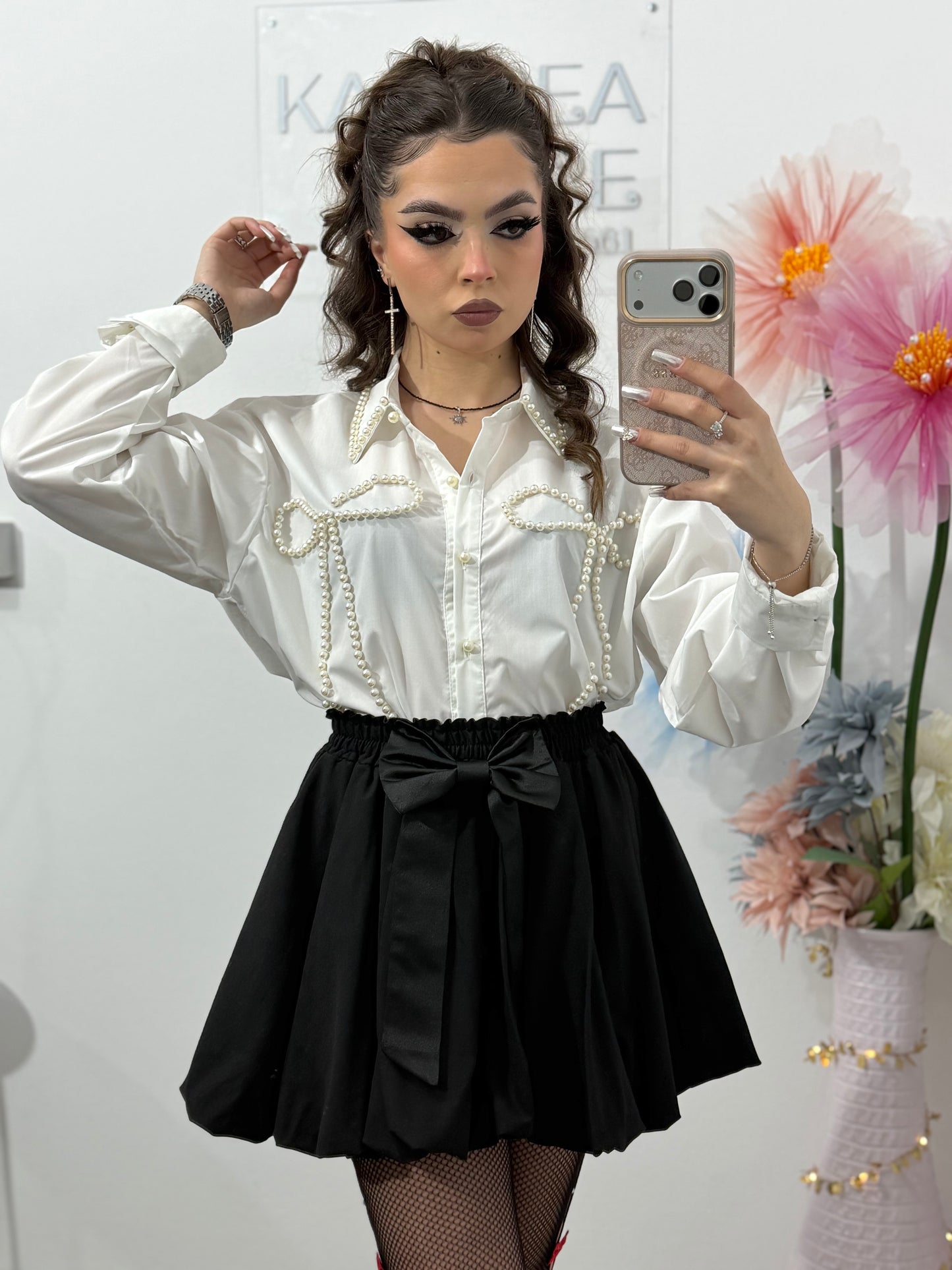 Cămașă alba cu perle ELLA