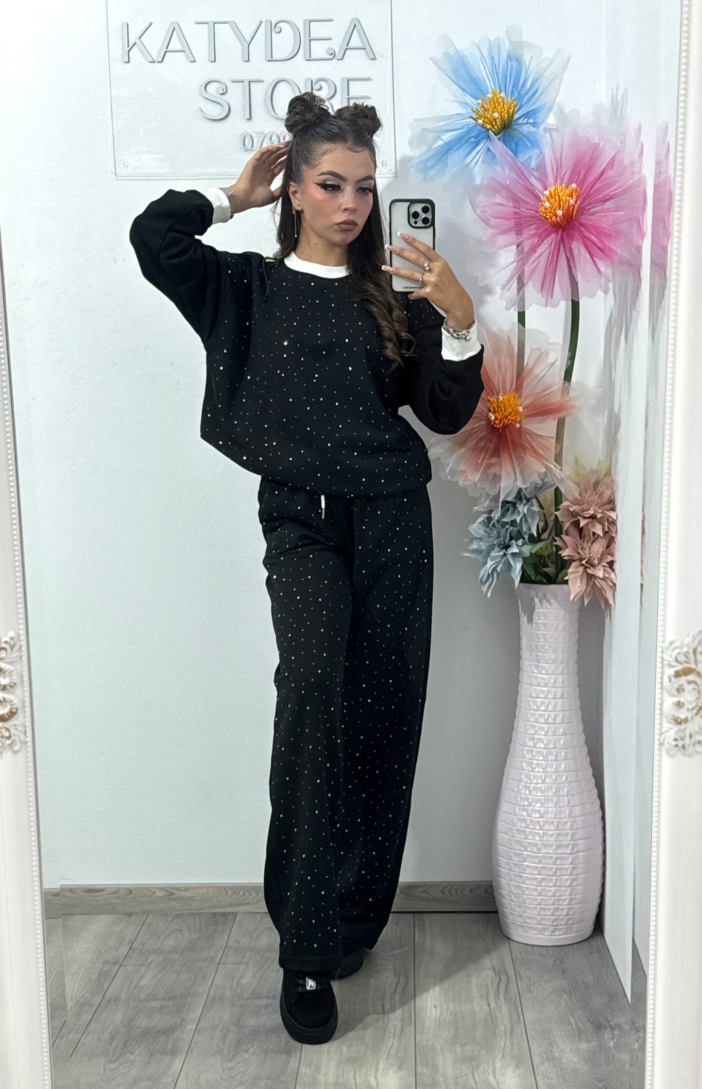 Compleu sport negru cu cristale MIUMIN