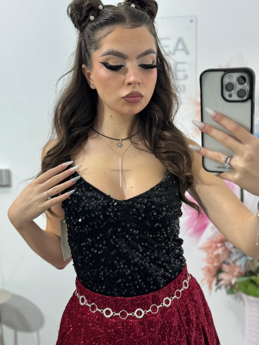 Maieu din catifea & paiete FIRUZE