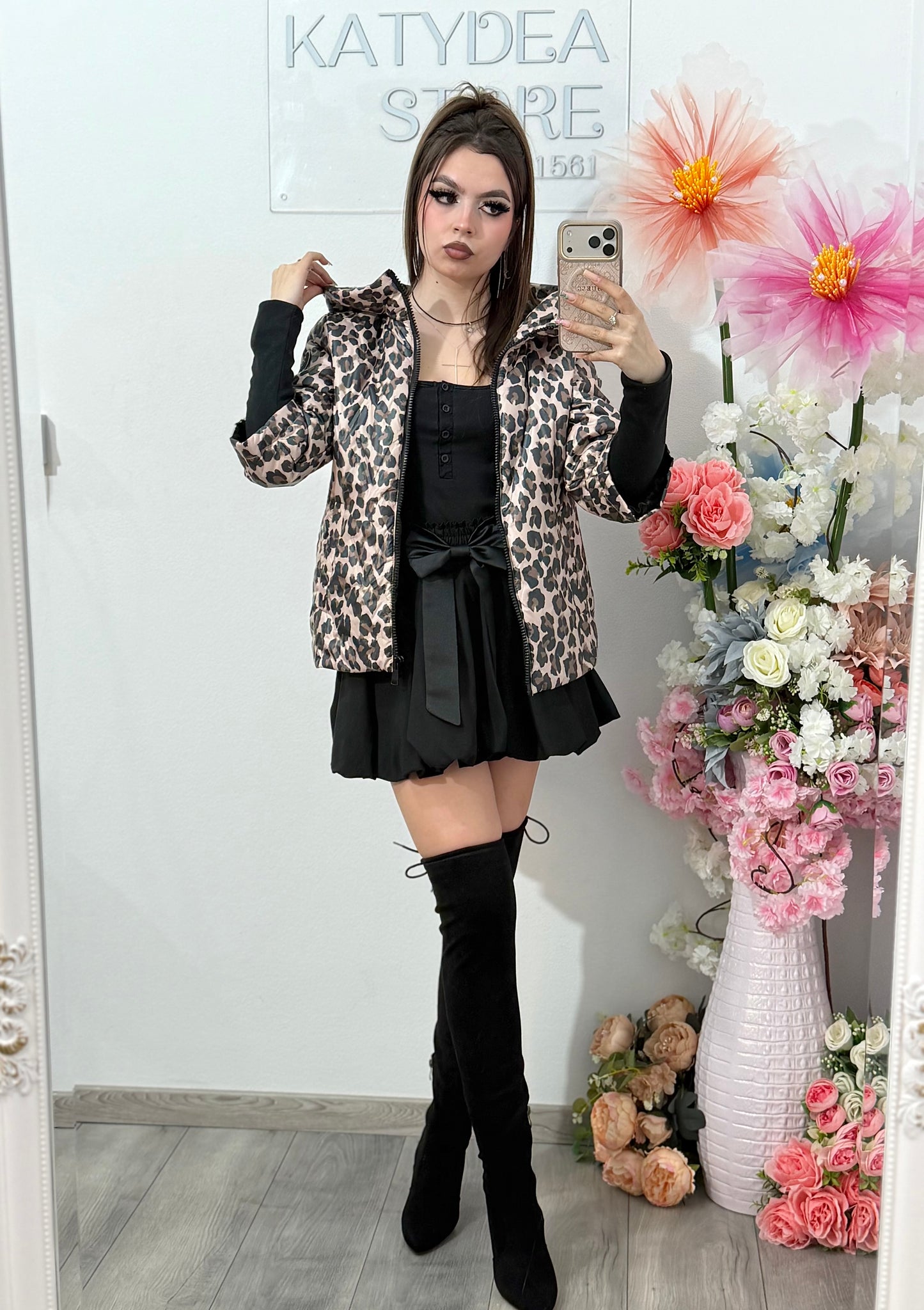 Geacă de primăvară cu imprimeu Animalprint ELENA