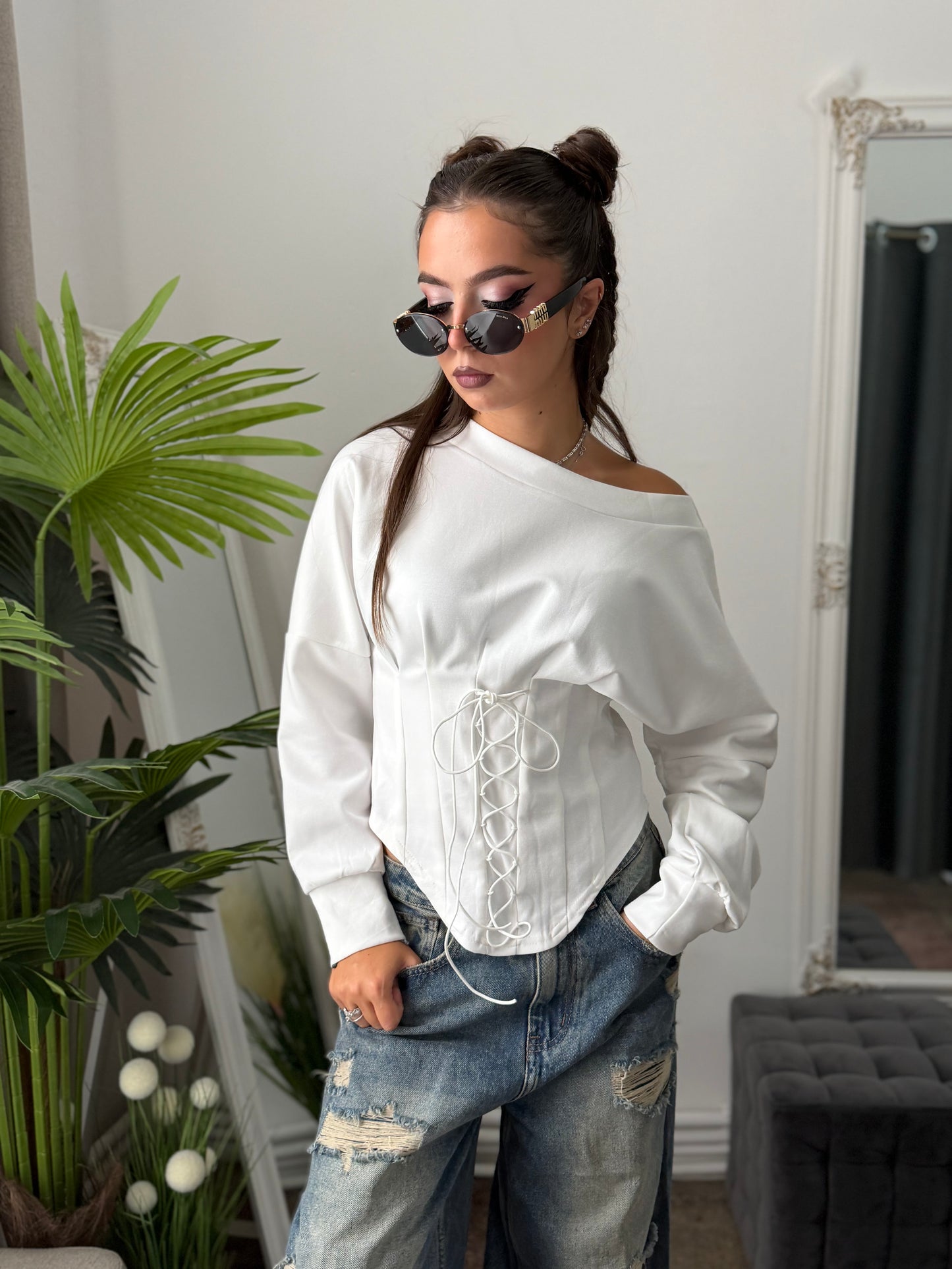 Bluză tip corset albă JOLIE