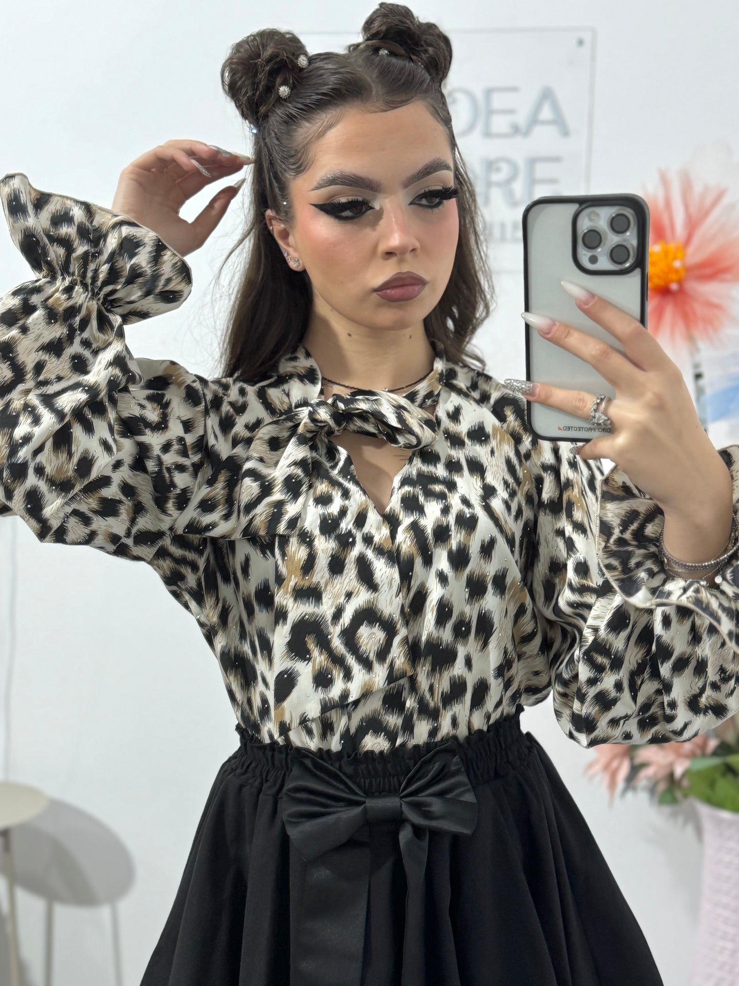 Cămașă cu imprimeu și cristale DEEA