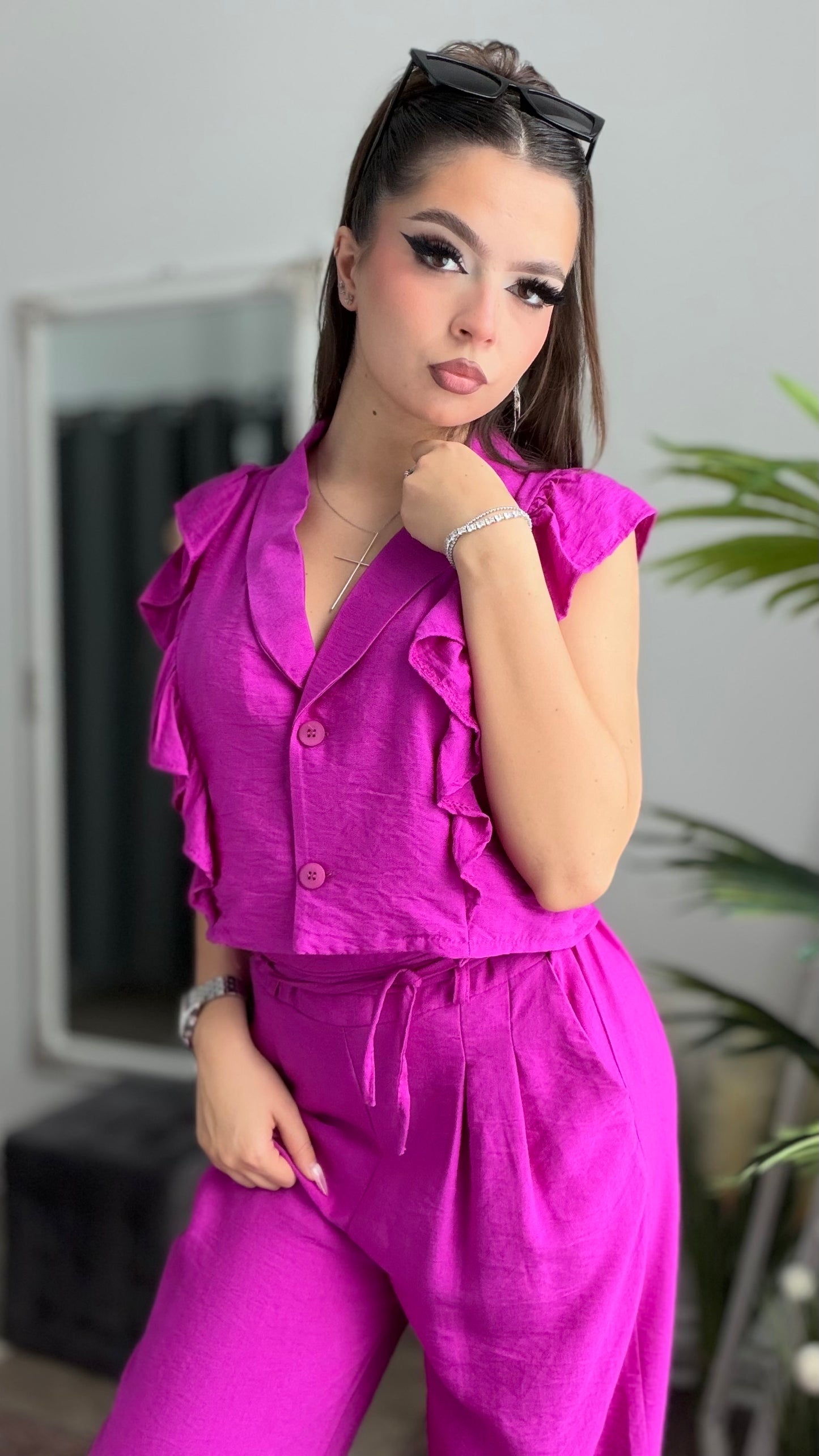 Compleu din in fucsia BELLE