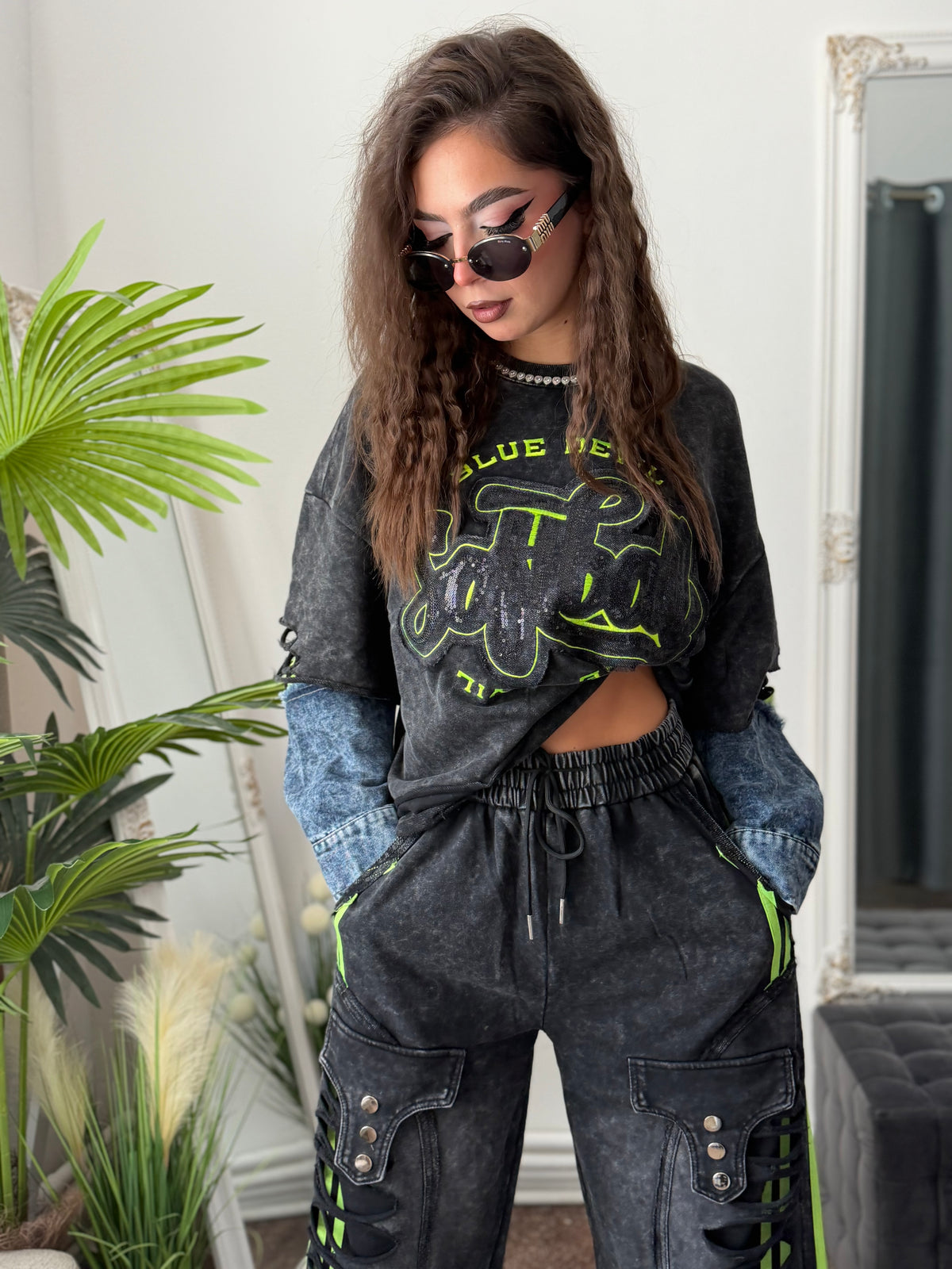 Compleu KOREASTYLE green&denim