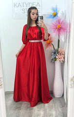 Rochie din satin roșie Anna