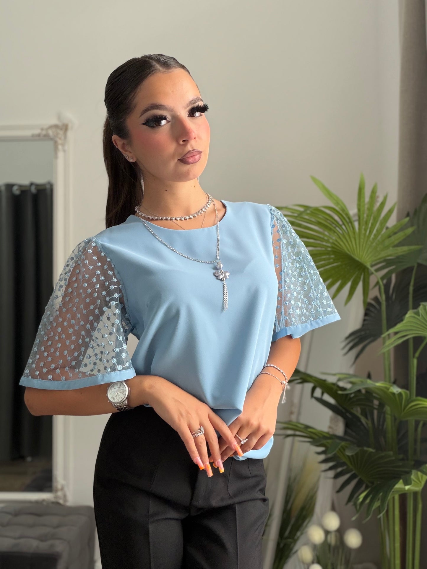 Cămașă elegantă blue ANASOFIA