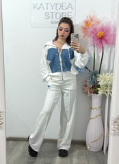 Bluză cu inserție din denim WANA