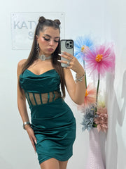 Rochie scurtă cu corset verde Annemary