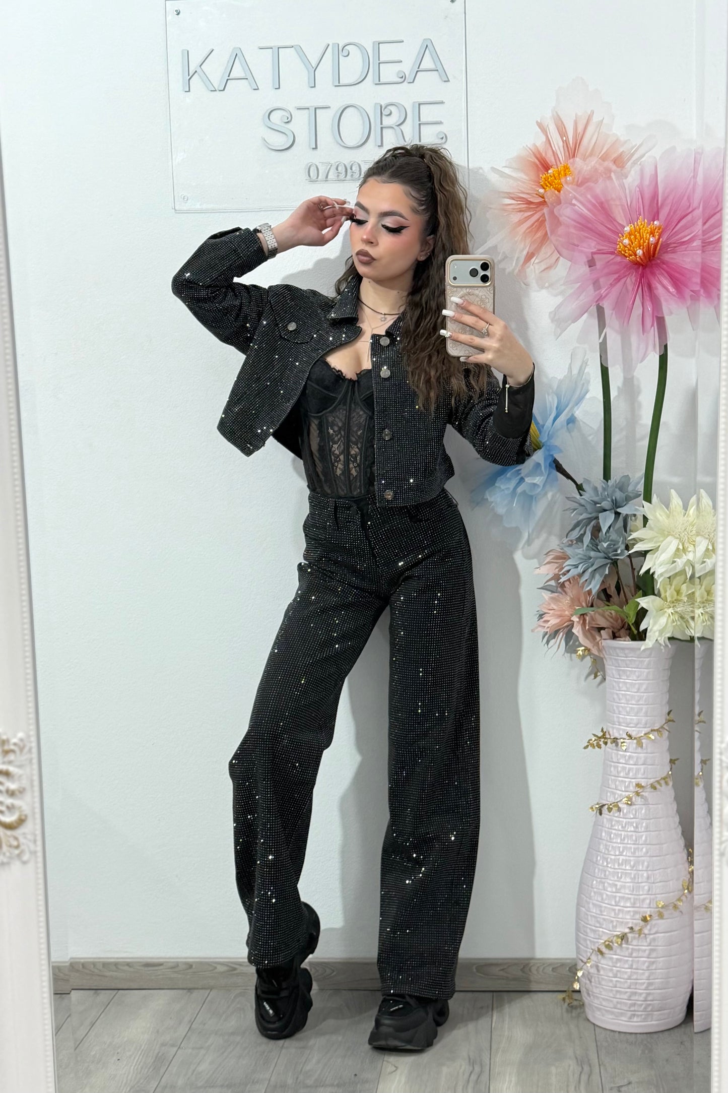 Blugi WideLeg full piatră Xonia