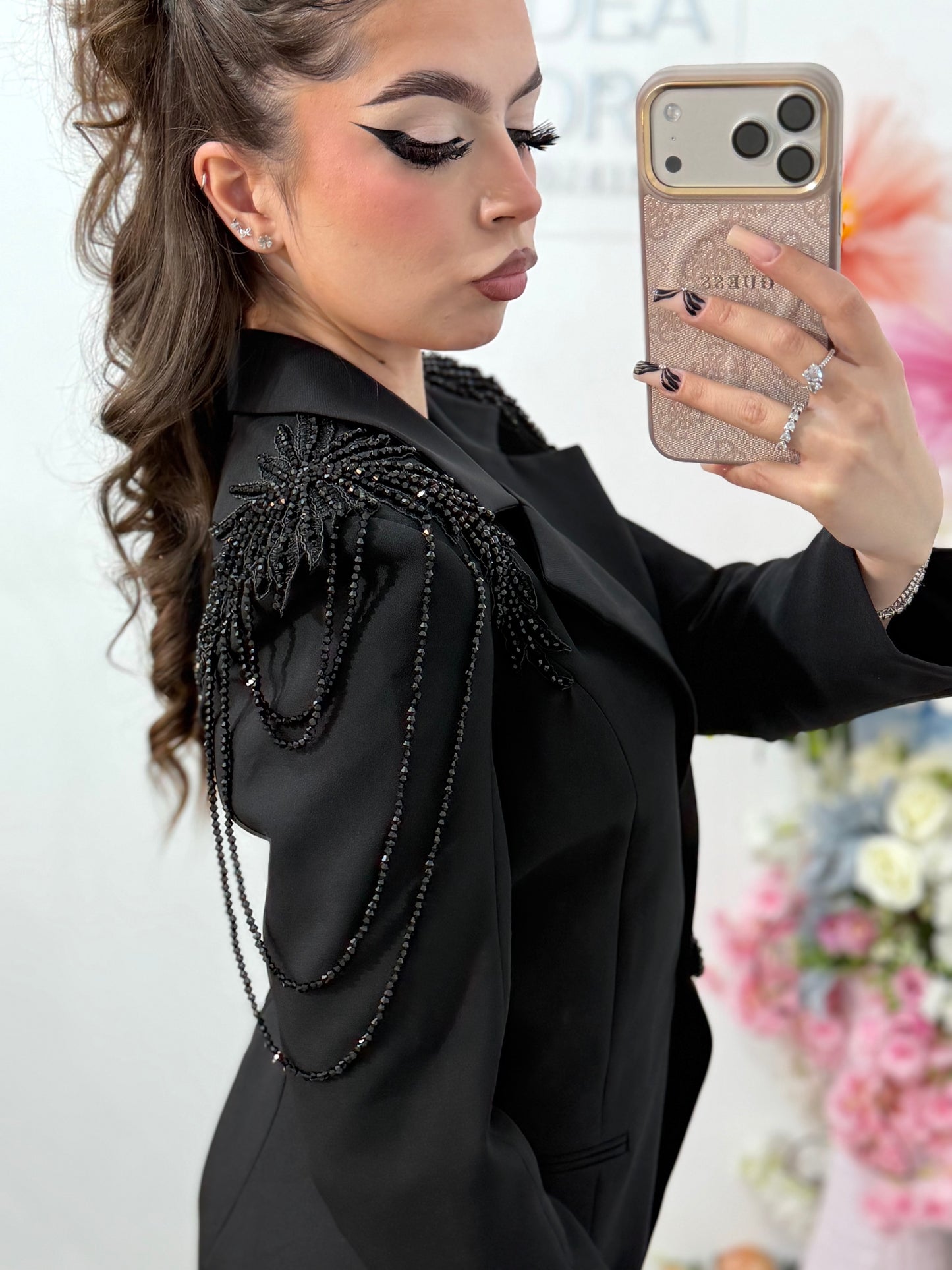 Compleu elegant cu detalii luxuriante negru MAYA