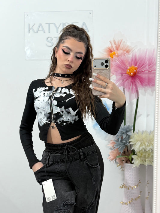 Top negru ROCKIE