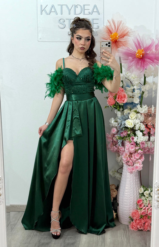 Rochie lunga verde cu paiete Pinko