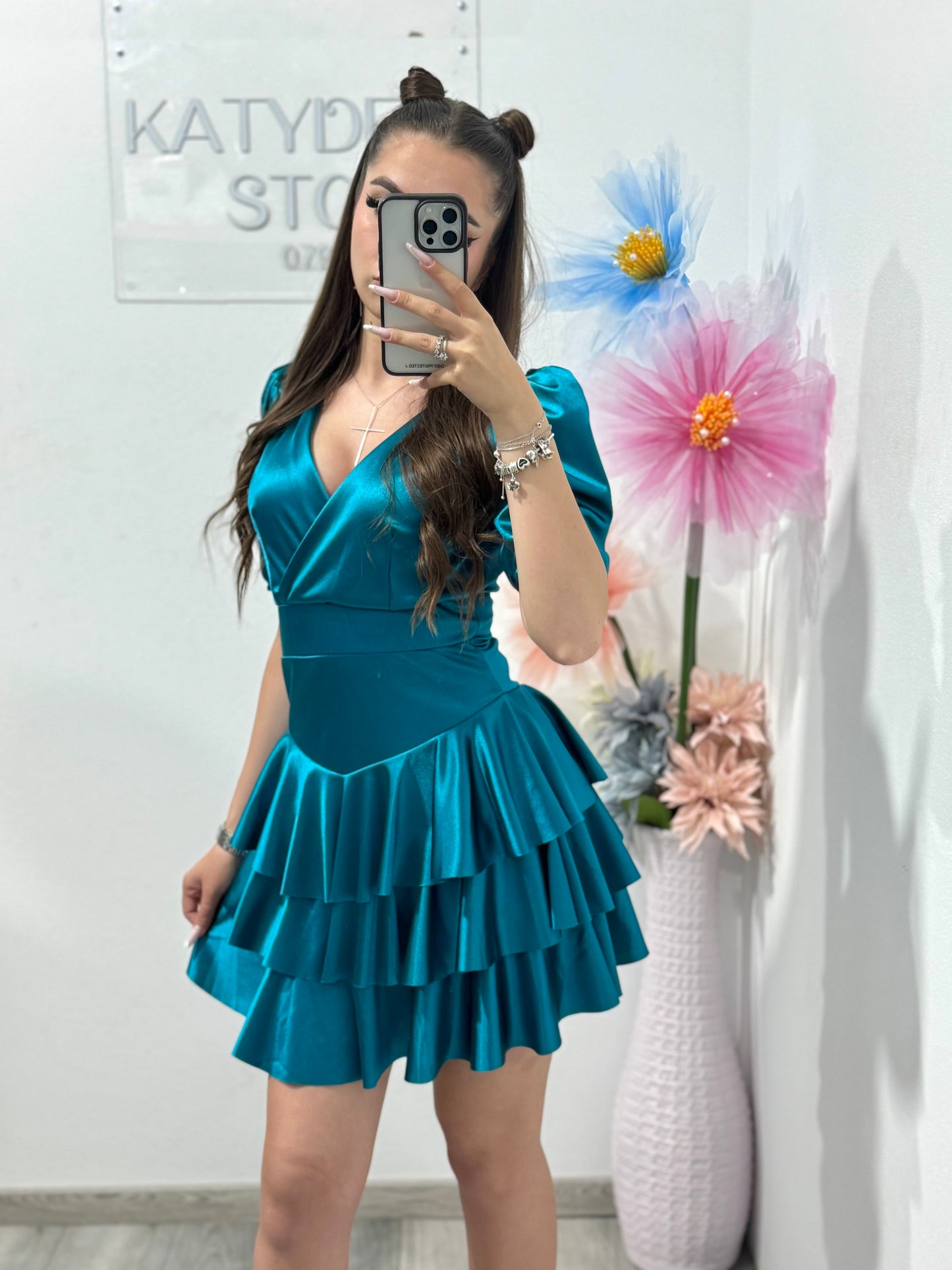 Rochie elegantă turcoaz Sofia