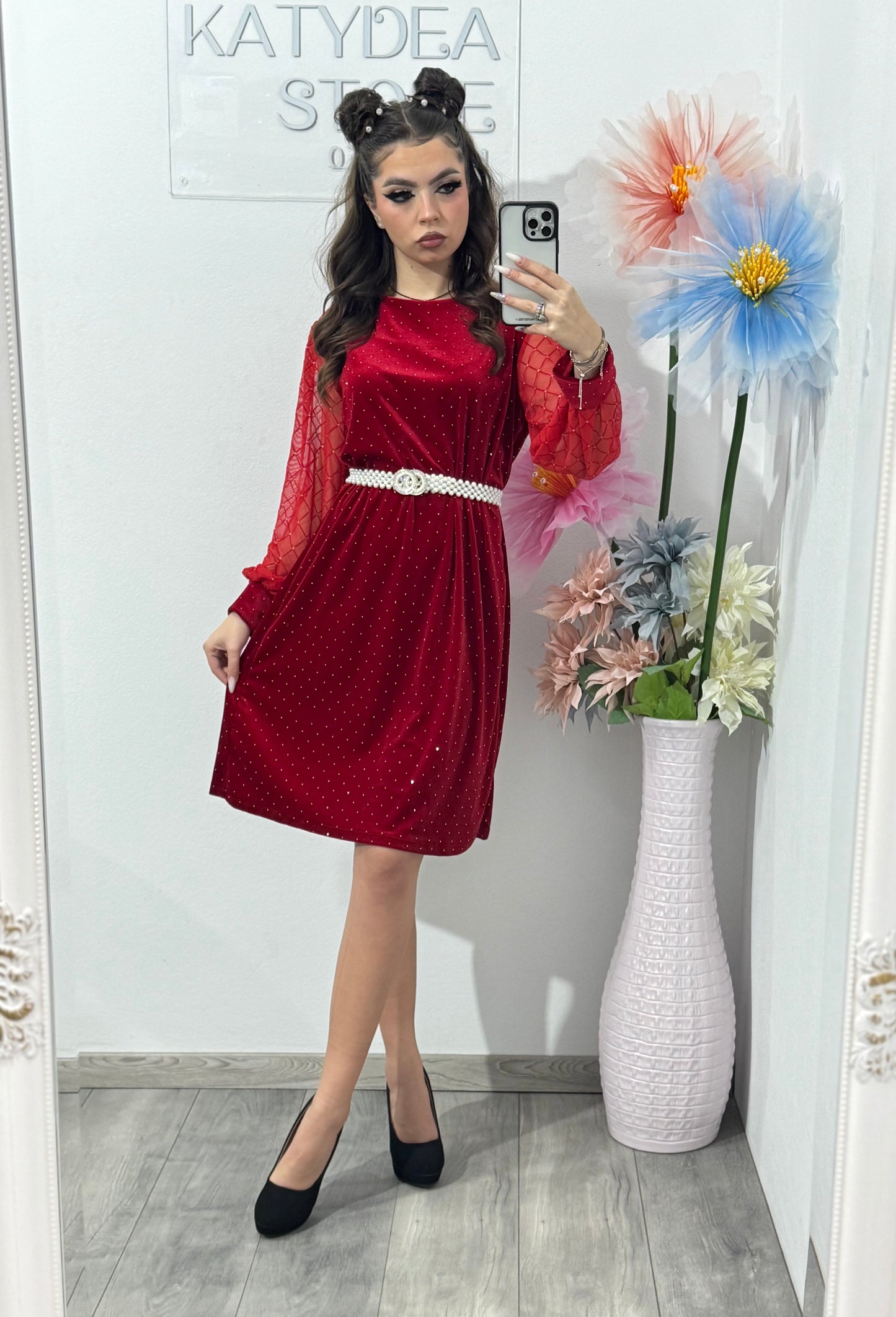 Rochie din catifea tip A SOFIA