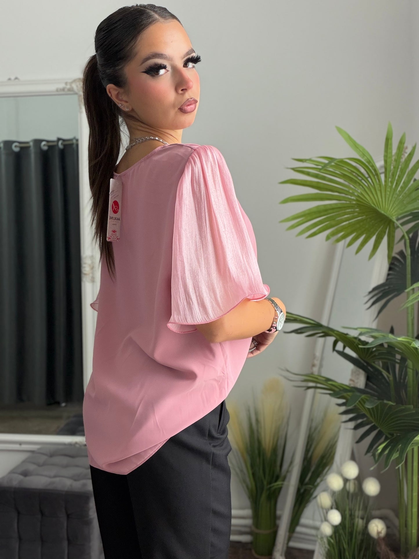 Cămașă elegantă roz ANTONIA