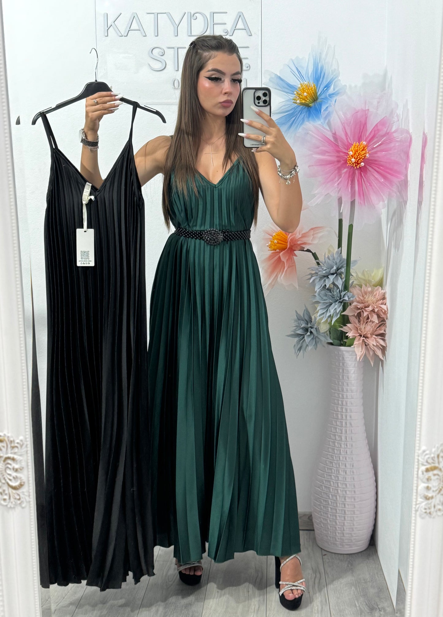 Rochie cu pliseu satinat Koria