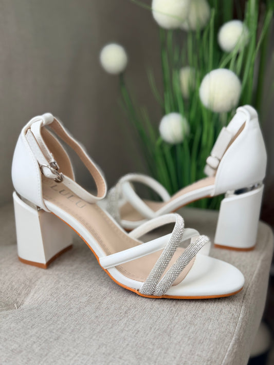 Sandale elegante albe LAURA