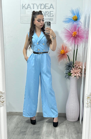 Salopetă cu cristale Aleyna albastră