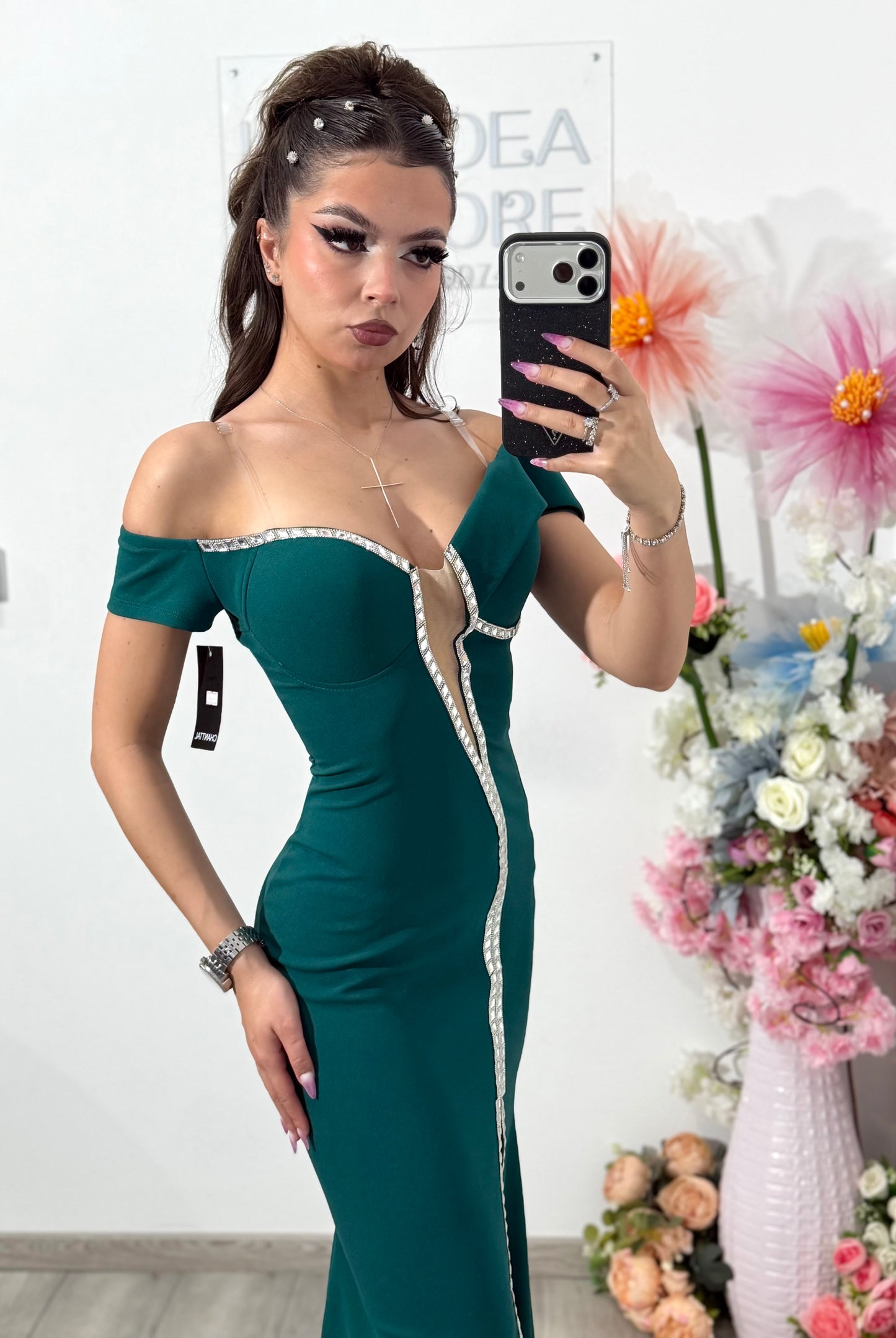 Rochie verde lunga tip sirena Katherine