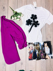 Tricou black flowers