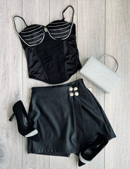 Top satin Lovely Fashion negru