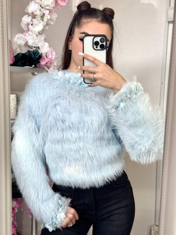 Pulover Flufy cu dantelă