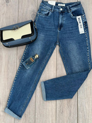 Blugi cu capse Mom Fit Kya