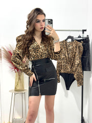 Body elegant animal print cu cristale Unique
