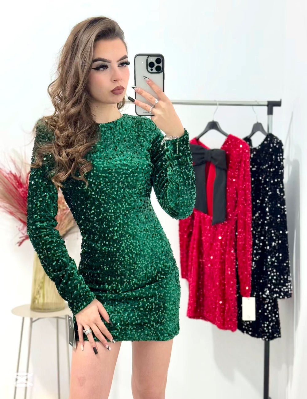 Rochie din catifea cu paiete Christine