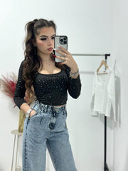 Bluza lycra cu cristale