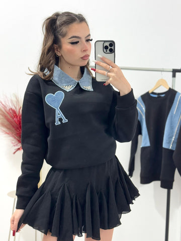 Bluza cu inserate de jeans Ana