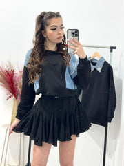 Bluza cu inseratie denim Sofia