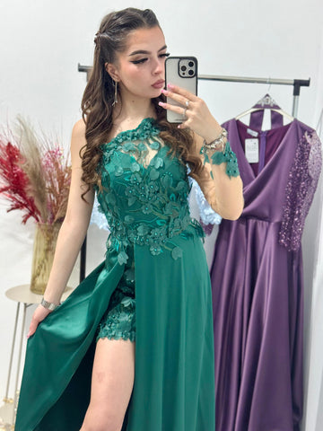 Rochie verde cu dantela 3D Narcisa