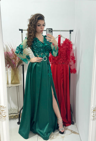 Rochie lunga Adelline cu dantela 3D