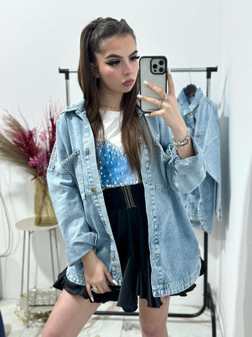 Geaca lunga denim Sakeena