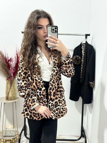 Sacou imprimeu leopard Cristina