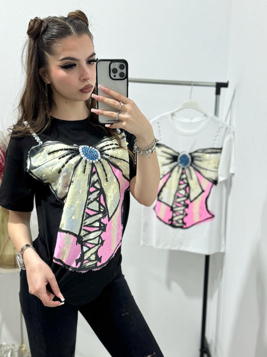 Tricou dama cu imprimeu corset