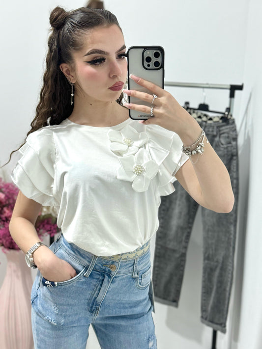 Tricou cu maneca satinata Raluca